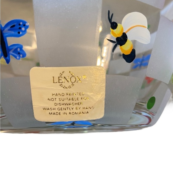 Lenox Crystal Hand painted Natures Splendor Crystal Floral & Dragonfly Bowl - Picture 2 of 12
